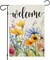 Welcome Summer Garden Flag 12x18 Inch Double Sided, Watercolor Floral Outdoor Yard Flag, Seasonal Spring Summer Farmhouse Porch Decor, Burlap Garden Banner, UV Resistant